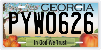 GA license plate PYW0626