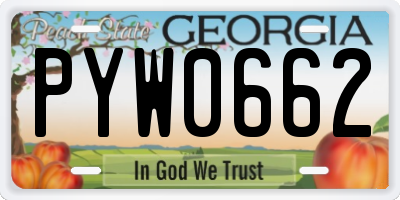 GA license plate PYW0662