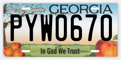 GA license plate PYW0670