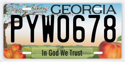 GA license plate PYW0678