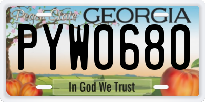 GA license plate PYW0680