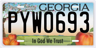 GA license plate PYW0693