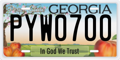 GA license plate PYW0700