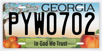 GA license plate PYW0702