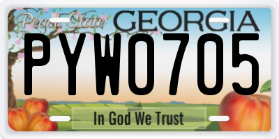 GA license plate PYW0705