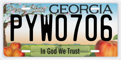GA license plate PYW0706