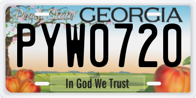 GA license plate PYW0720