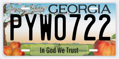 GA license plate PYW0722