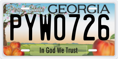 GA license plate PYW0726