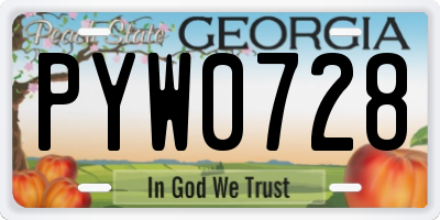GA license plate PYW0728