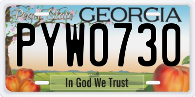 GA license plate PYW0730
