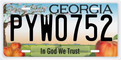 GA license plate PYW0752