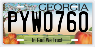 GA license plate PYW0760