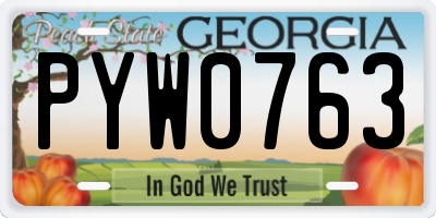 GA license plate PYW0763