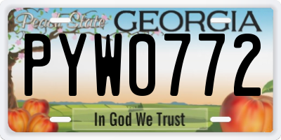 GA license plate PYW0772