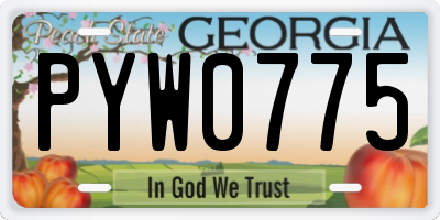 GA license plate PYW0775