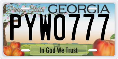 GA license plate PYW0777