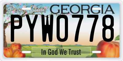 GA license plate PYW0778