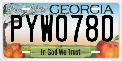 GA license plate PYW0780