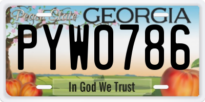 GA license plate PYW0786