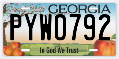 GA license plate PYW0792