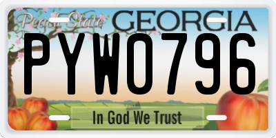 GA license plate PYW0796