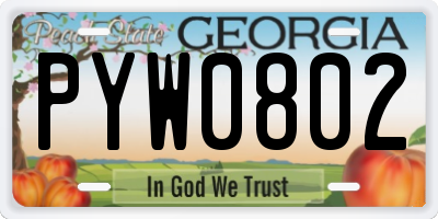 GA license plate PYW0802