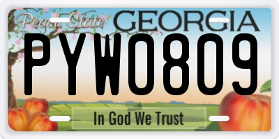 GA license plate PYW0809