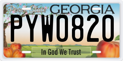GA license plate PYW0820