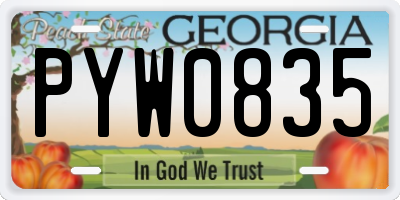 GA license plate PYW0835