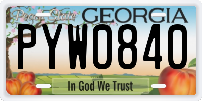 GA license plate PYW0840
