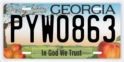 GA license plate PYW0863
