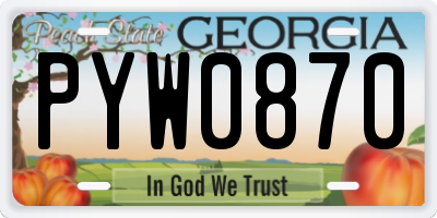 GA license plate PYW0870