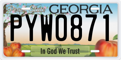 GA license plate PYW0871