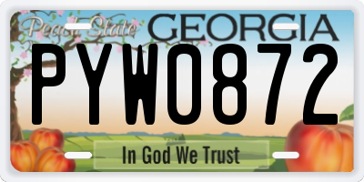 GA license plate PYW0872