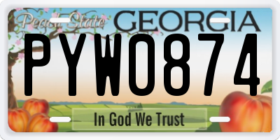 GA license plate PYW0874