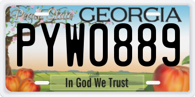 GA license plate PYW0889