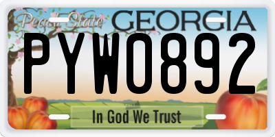 GA license plate PYW0892