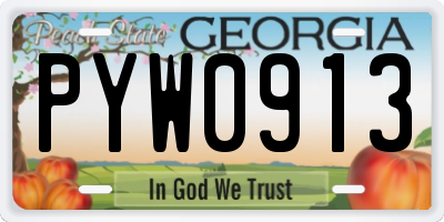 GA license plate PYW0913