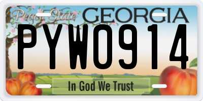 GA license plate PYW0914