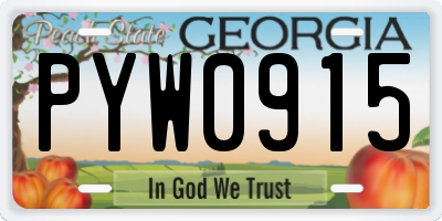 GA license plate PYW0915