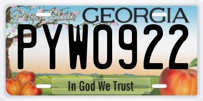 GA license plate PYW0922