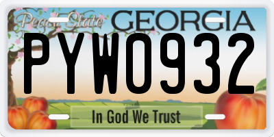 GA license plate PYW0932