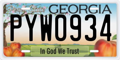 GA license plate PYW0934