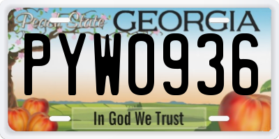 GA license plate PYW0936