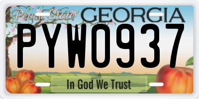 GA license plate PYW0937