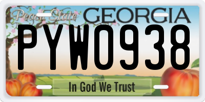 GA license plate PYW0938