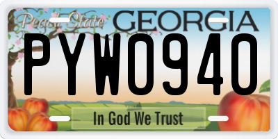 GA license plate PYW0940