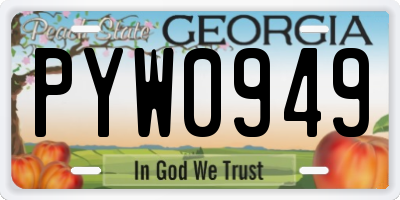 GA license plate PYW0949