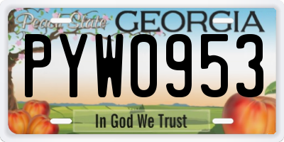GA license plate PYW0953